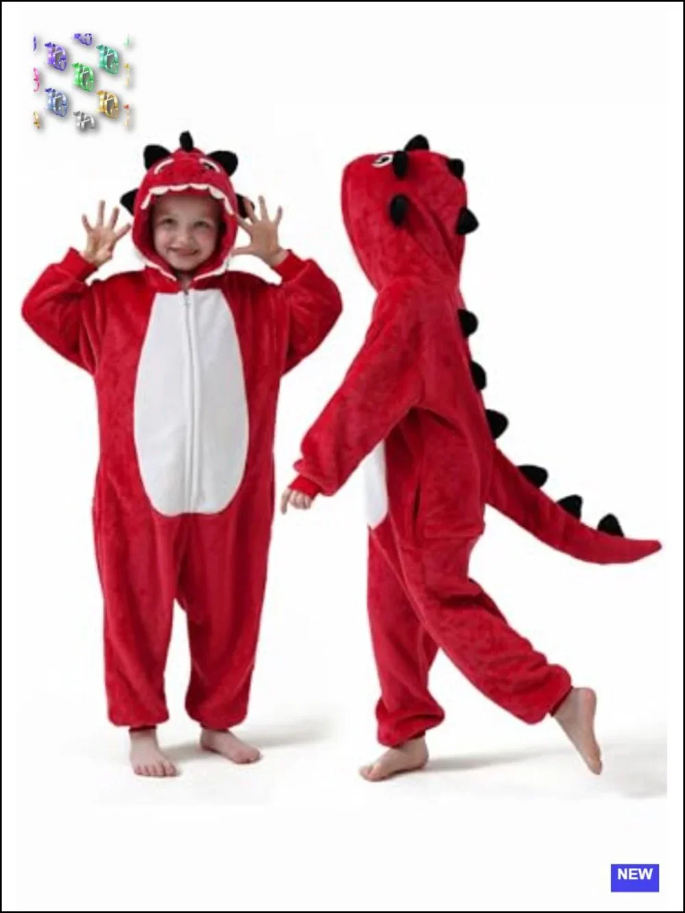 Kids Dinosaur Onesie Pajamas Cosplay Costume Flannel Plush Zipper
